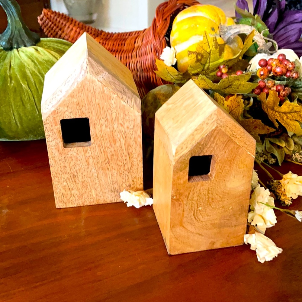 Set of 2 wood houses by Joanna Gaines